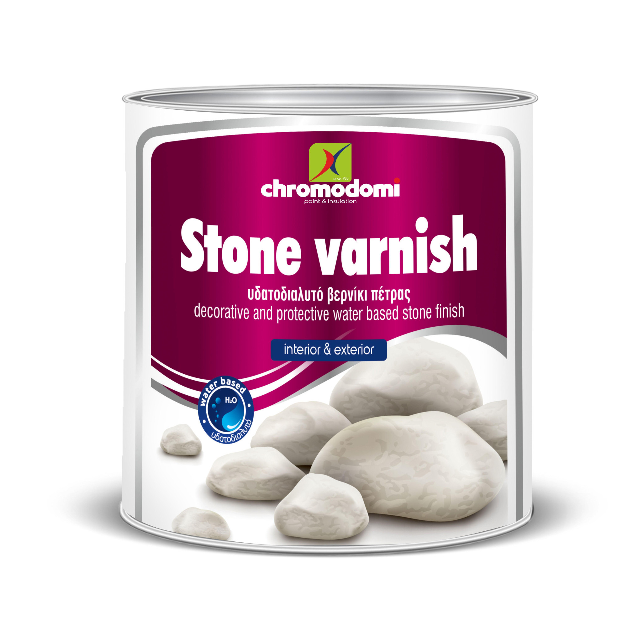 ლაქი ქვის და ბეტონის. გლუვი. STONE VARNISH WATER MATT 2,5LT — ლაქი